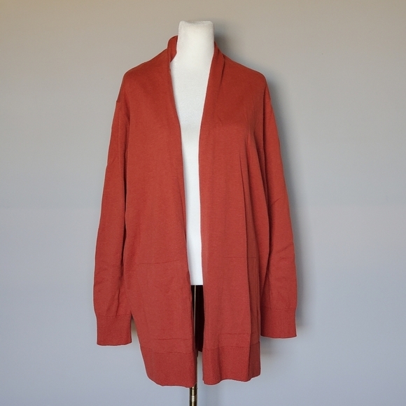 Lands' End Women's Long Sleeve Open Long Cardigan Sweater Rust Plus Size 1X - Picture 11 of 11